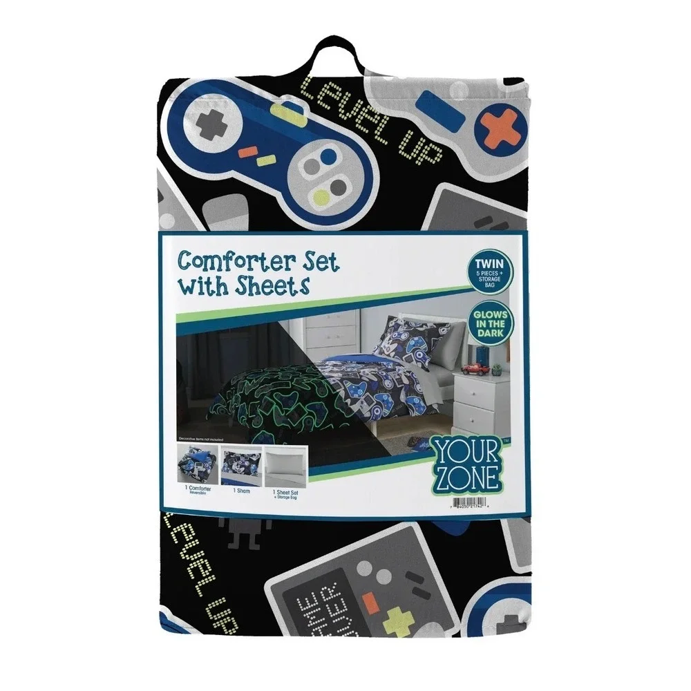 Twin comforter set with sheets 5 piece boys